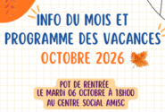 Info du mois et programme des vacances de octobre 2026